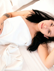 Tattooed Petite Teen Alla Naked Posing On Bed