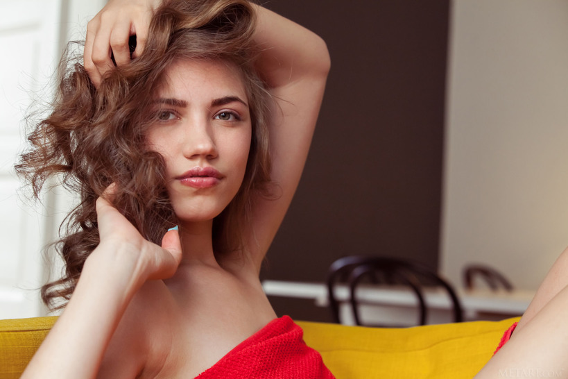 Cute brunette Jasmina enjoys her afternoon coffee and cake much more when she's naked 05