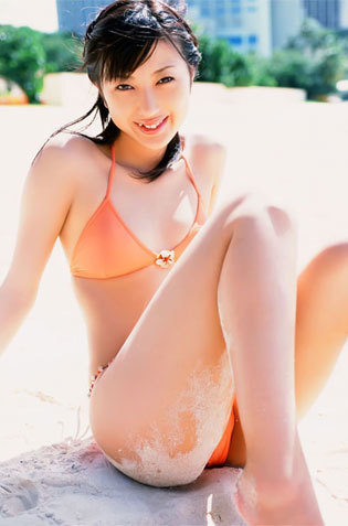 Skinny Asian On Her Orange Bikini